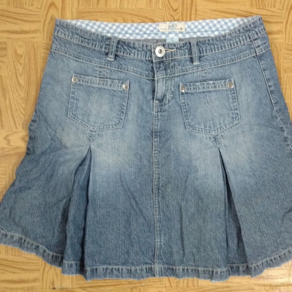 S.O. Women's Pleated Blue Jean Denim Mini Skirt